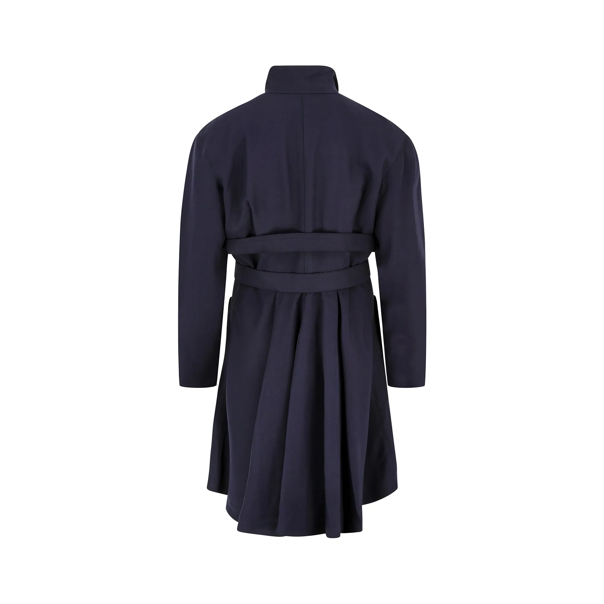 1990s Thierry Mugler Navy Wool Coat Dress with Belt