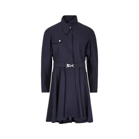 1990s Thierry Mugler Navy Wool Coat Dress with Belt