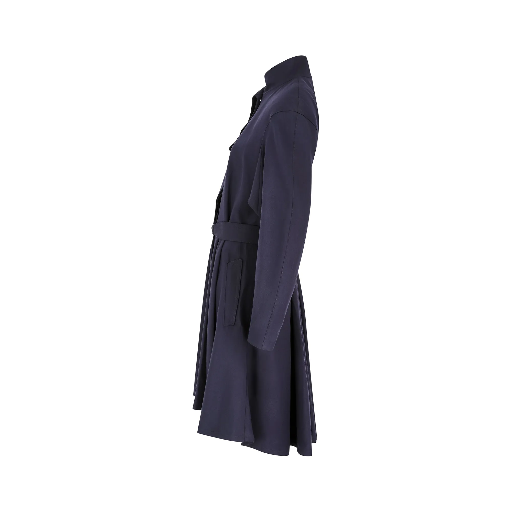 1990s Thierry Mugler Navy Wool Coat Dress with Belt