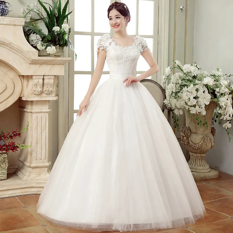 2024 spring new bride married gauze dress, slim thin shoulders, the Korean lace flower word shoulder woman