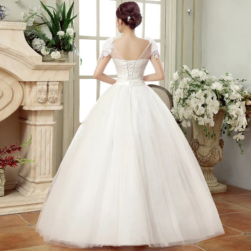 2024 spring new bride married gauze dress, slim thin shoulders, the Korean lace flower word shoulder woman