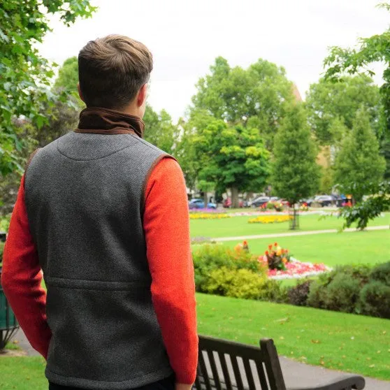 Alan Paine Grey Herringbone Fleece Gilet