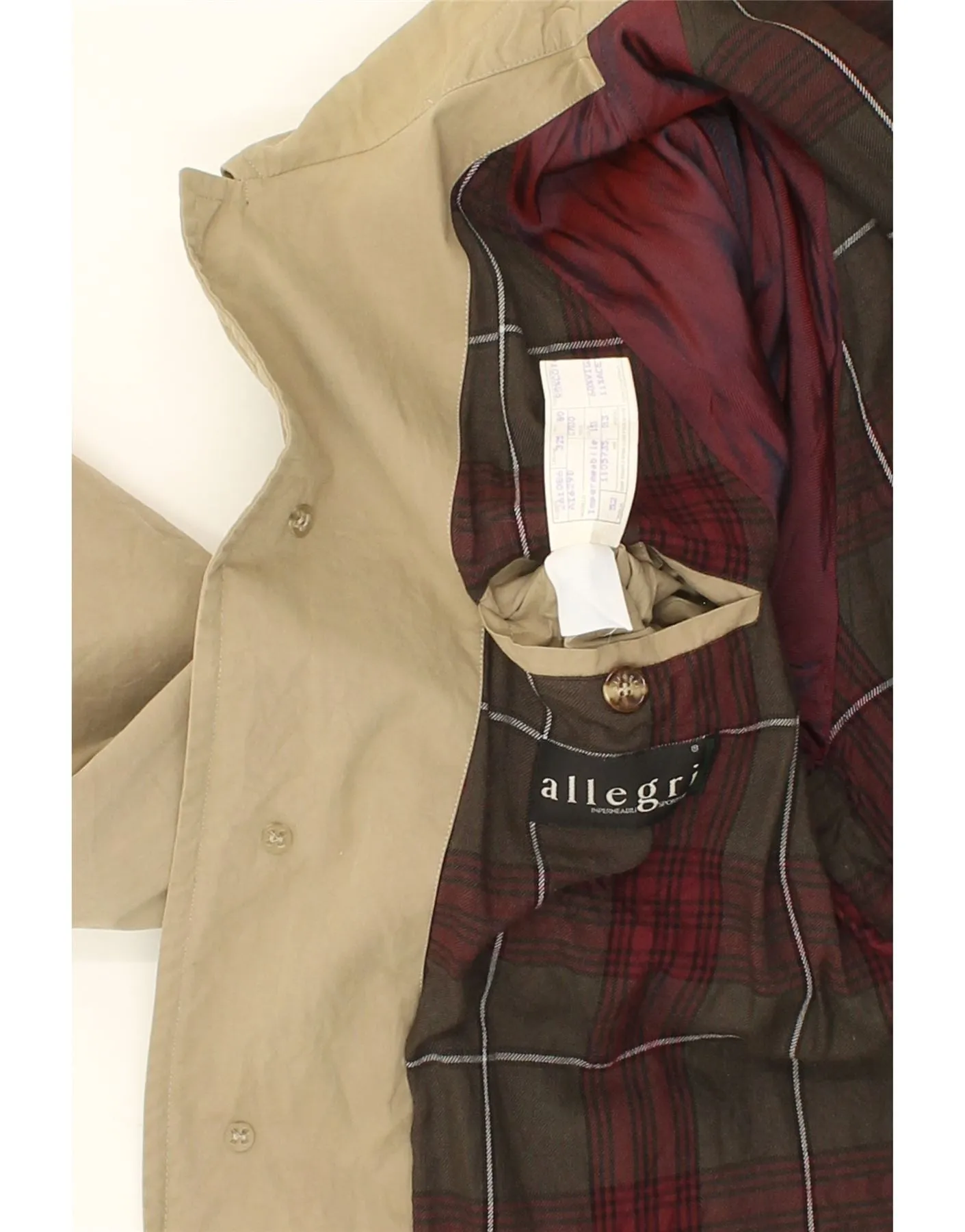 ALLEGRI Mens Overcoat IT 52 XL Beige Cotton