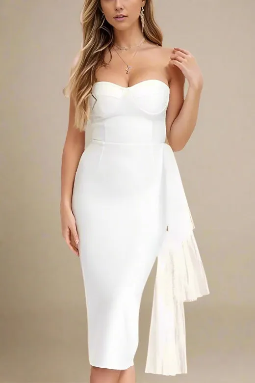 Ashleigh Bandage Midi Dress - Pearl White