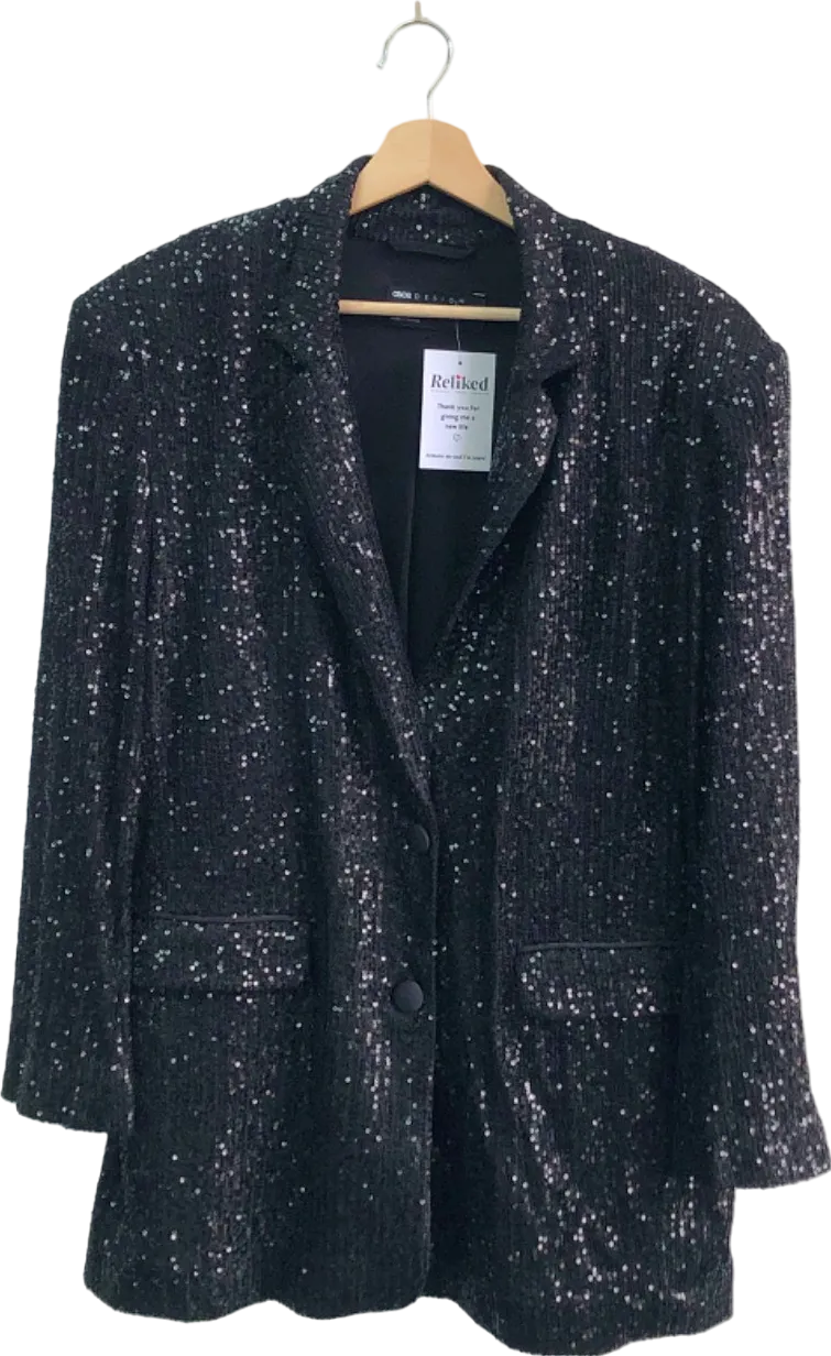 ASOS Design Black Sequin Blazer UK 8