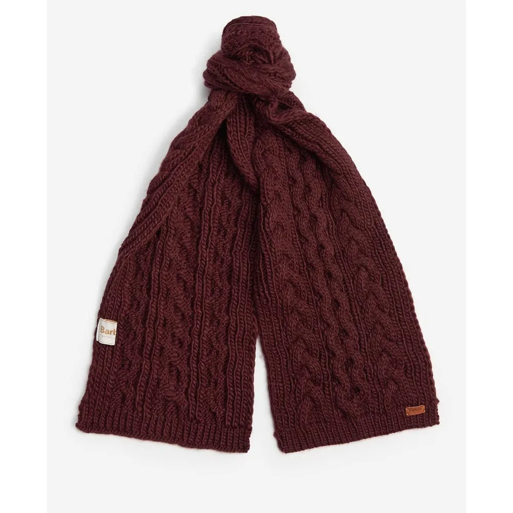 Barbour Penshaw Beanie & Scarf Set in Bordeaux