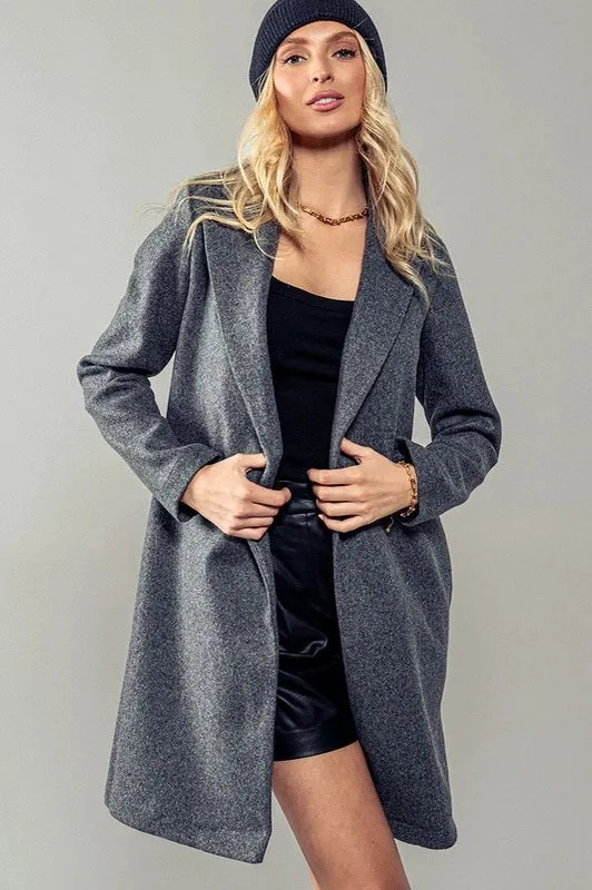 Basic Knit Coat Jacket GREY