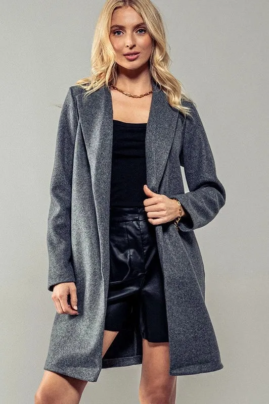 Basic Knit Coat Jacket GREY