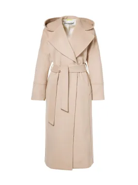 Beaumont Camel  wrap Coat with Hood