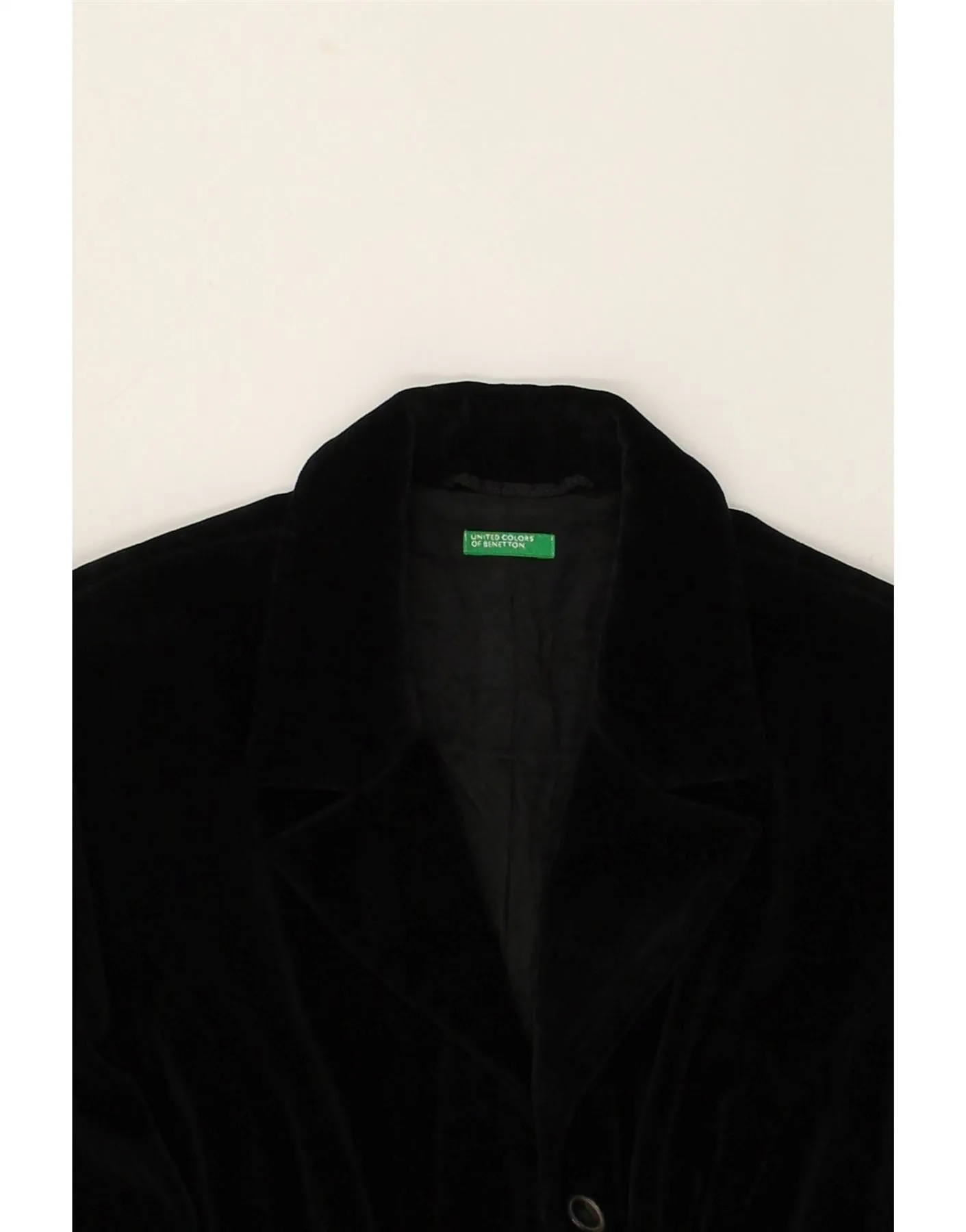 BENETTON Womens Overcoat IT 42 Medium Black Cotton