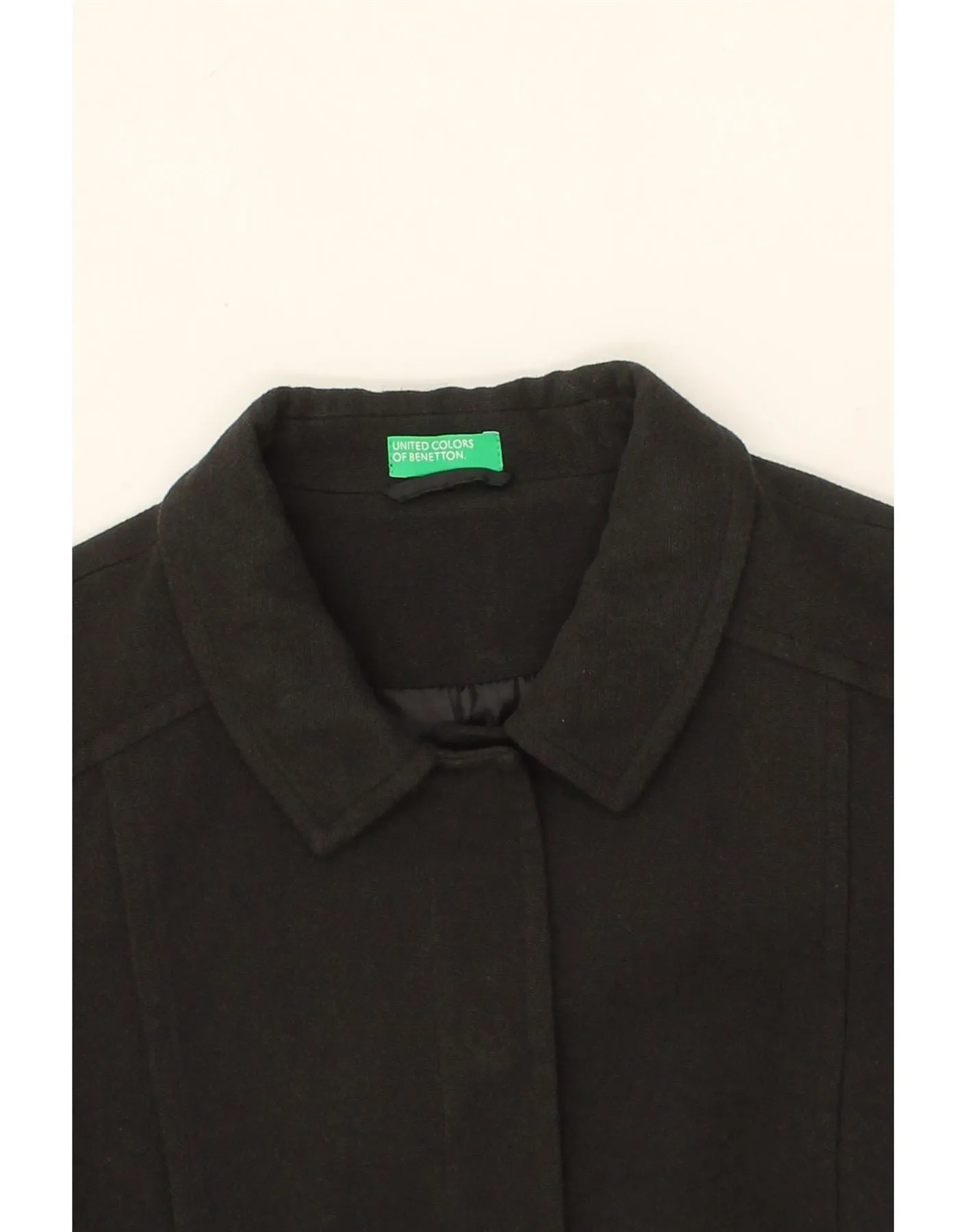 BENETTON Womens Overcoat UK 18 XL Black Cotton