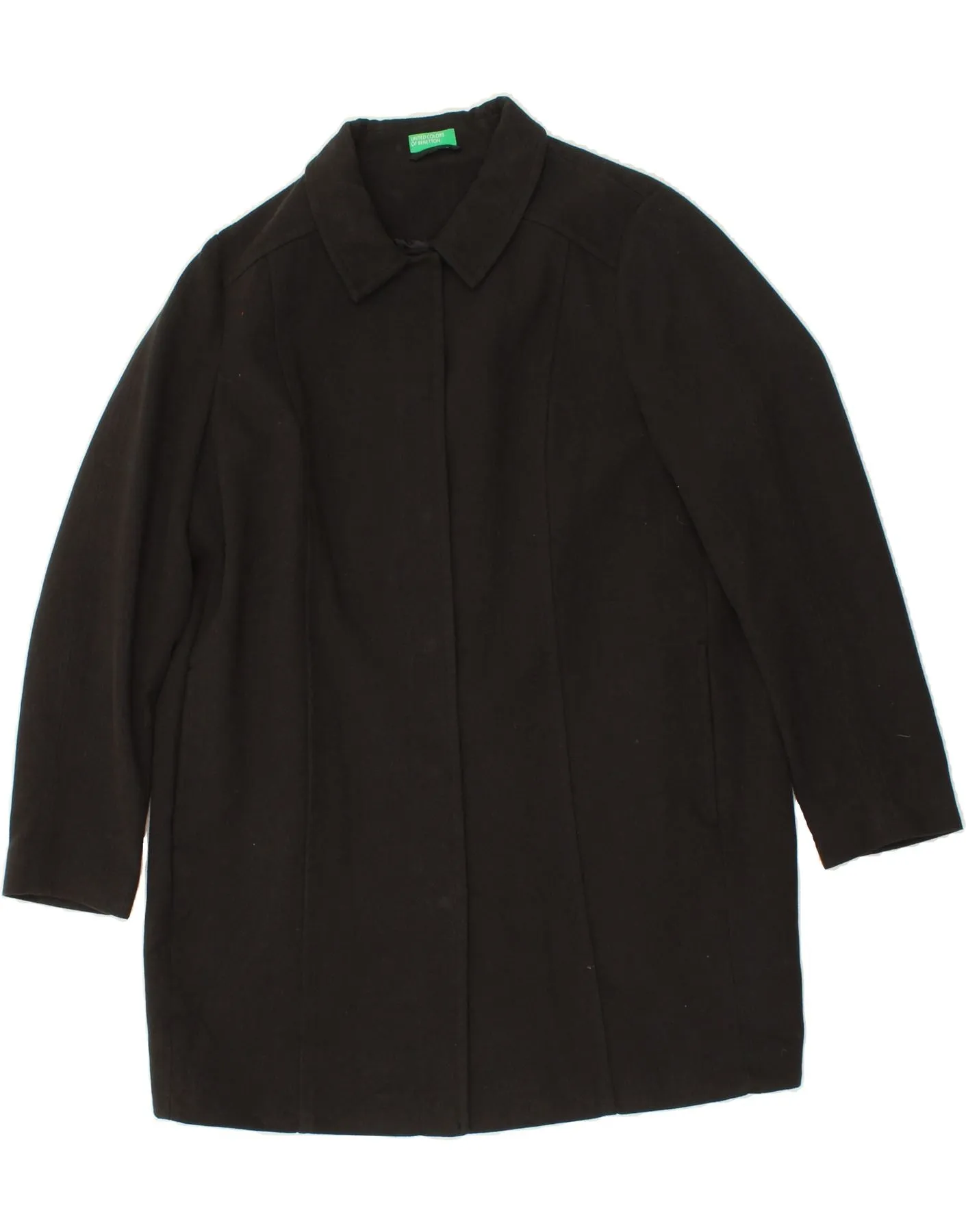 BENETTON Womens Overcoat UK 18 XL Black Cotton