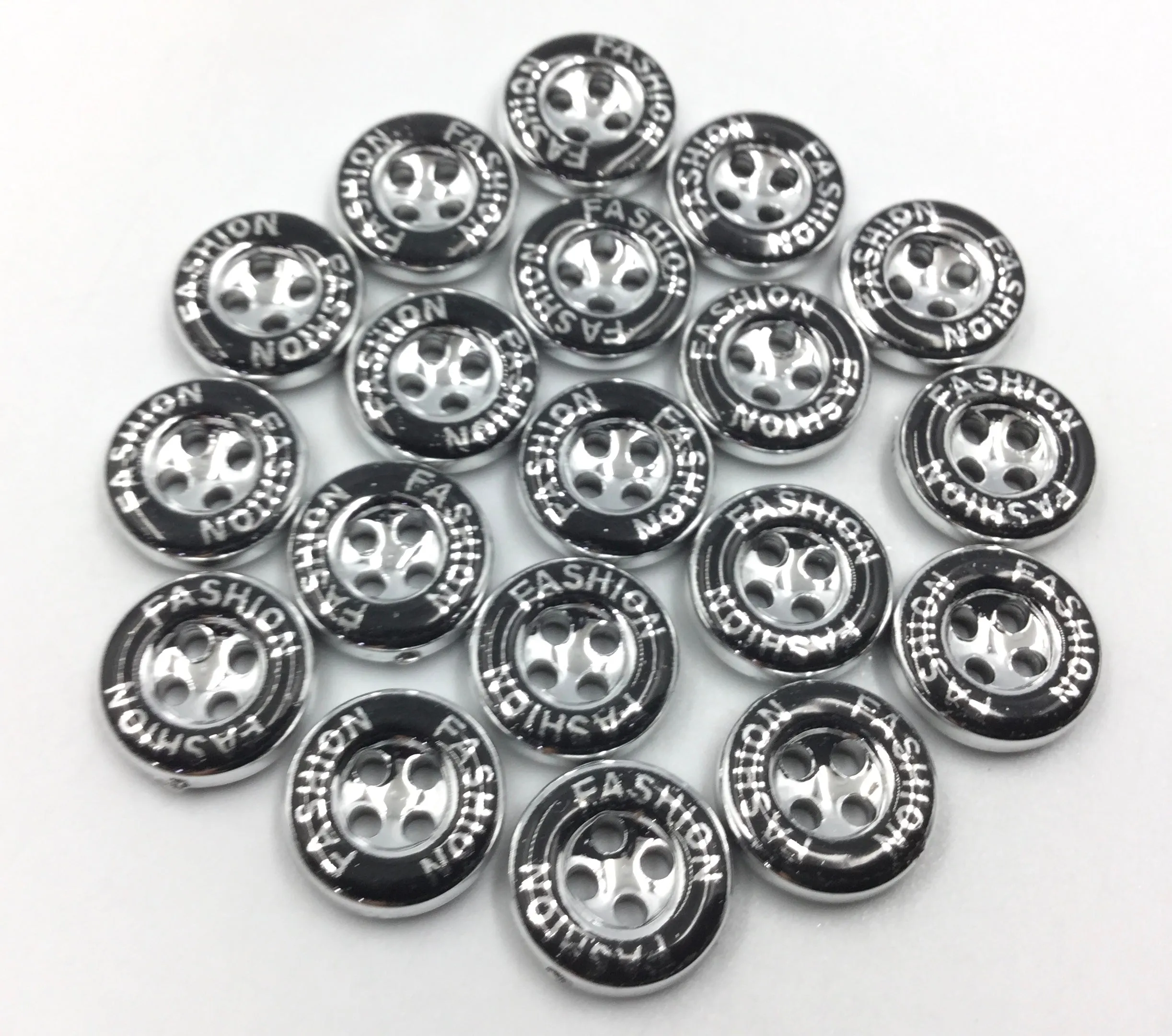 Black & Silver Circular Polyester Buttons