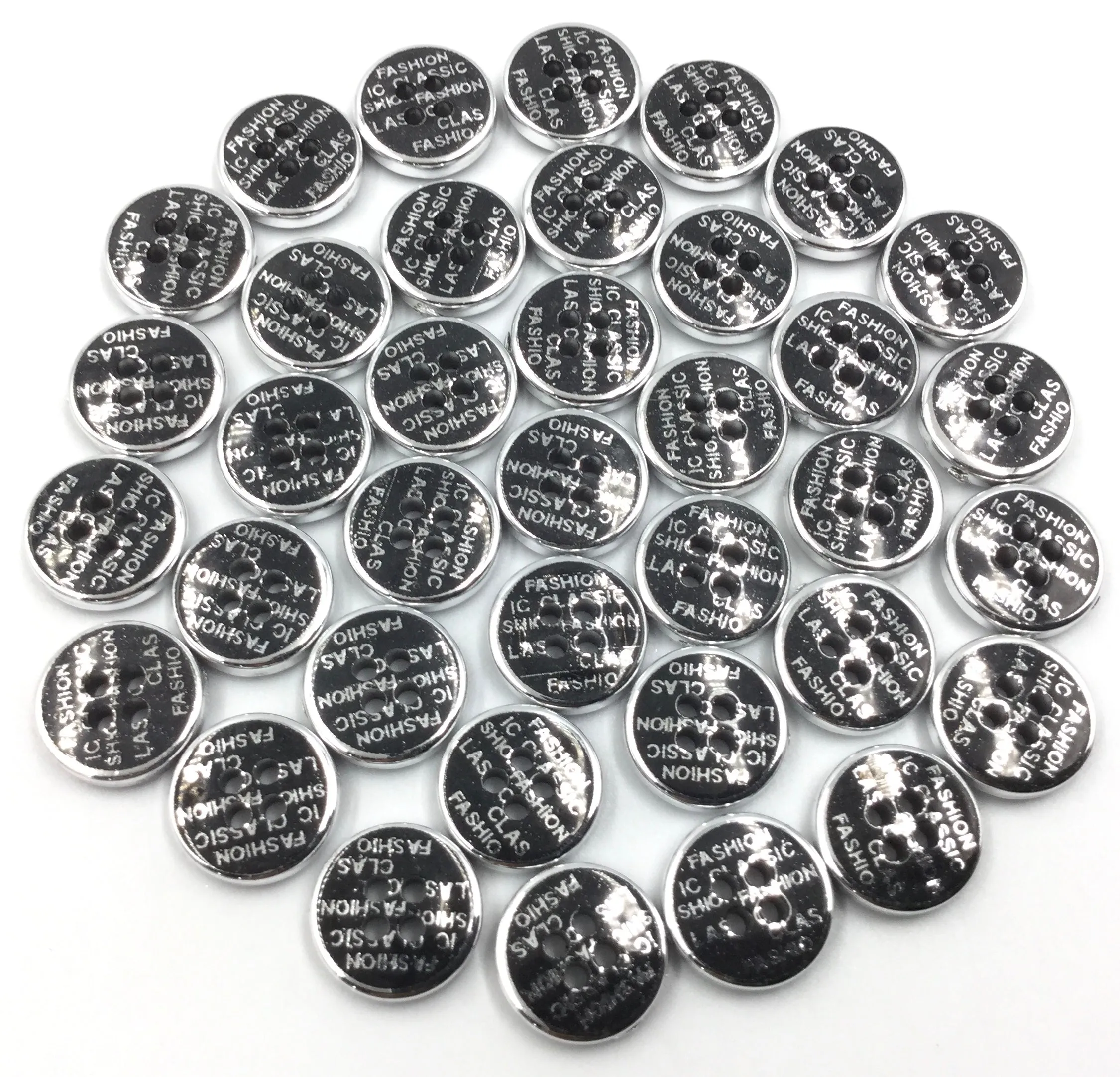 Black & Silver Polyester Button