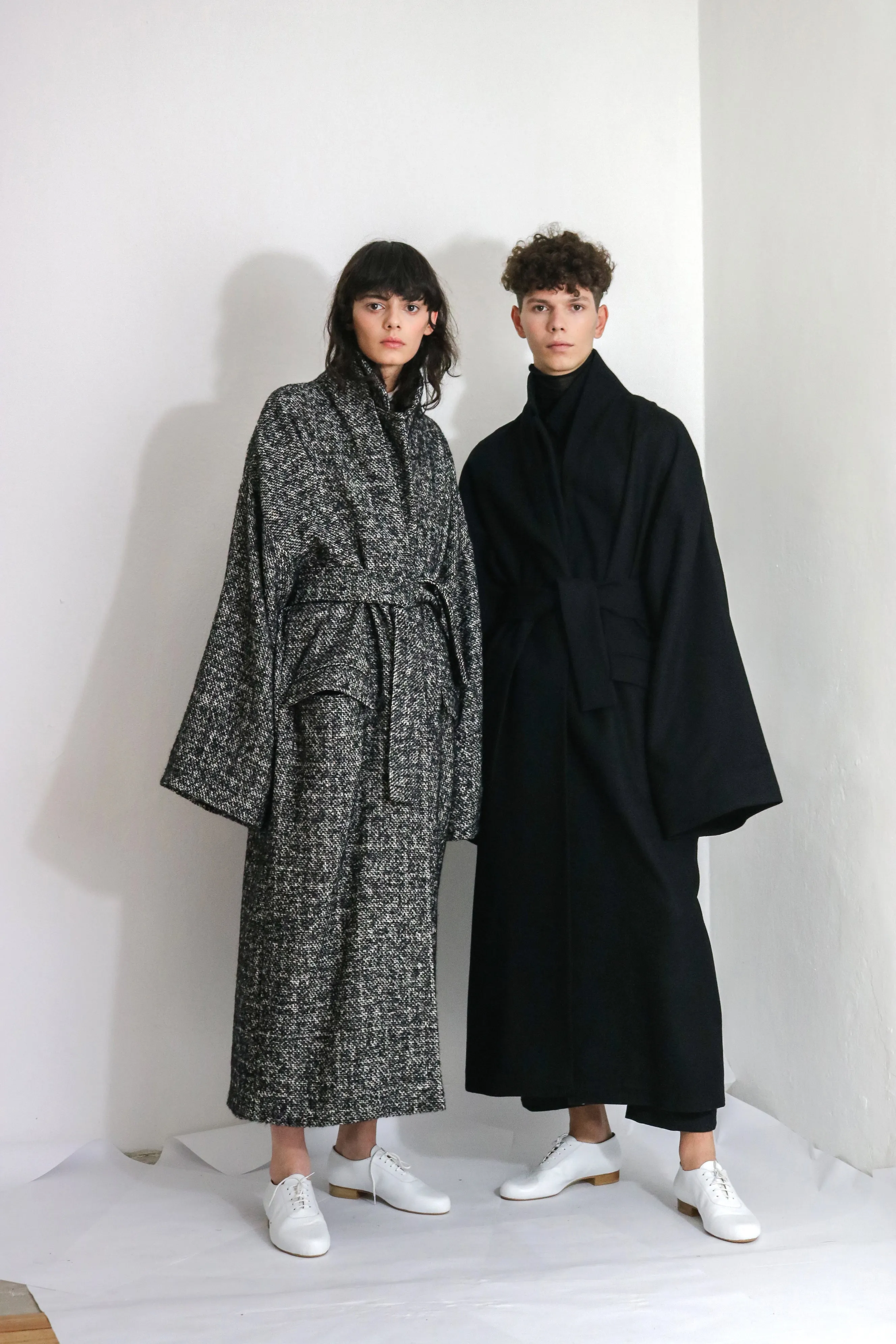 Black & White Wool Overcoat