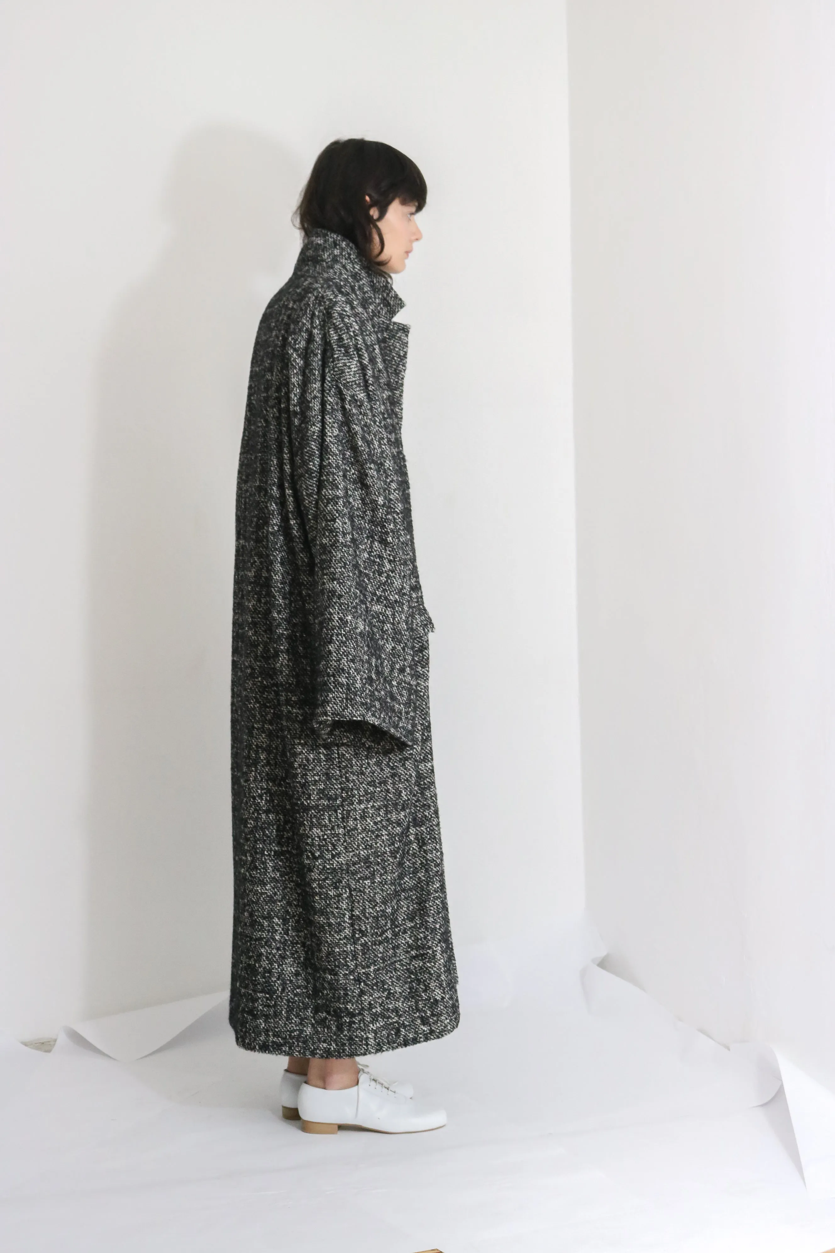 Black & White Wool Overcoat