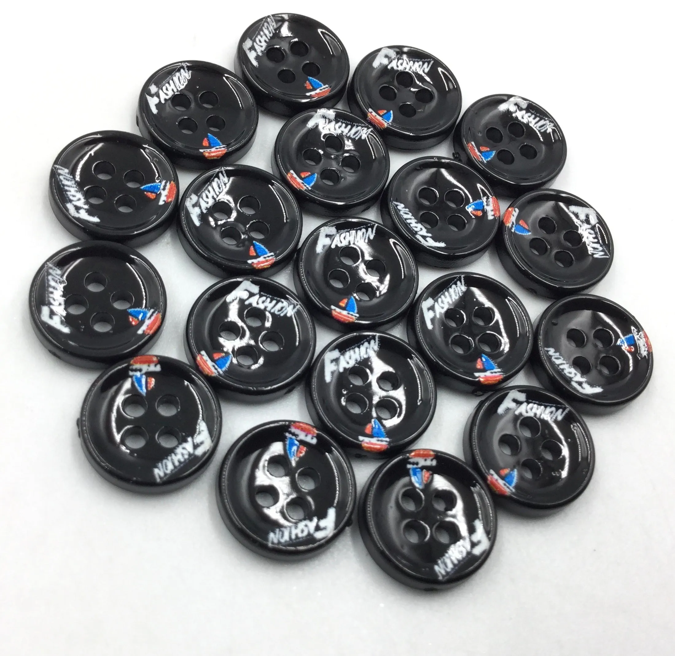 Black Circular Polyester Buttons