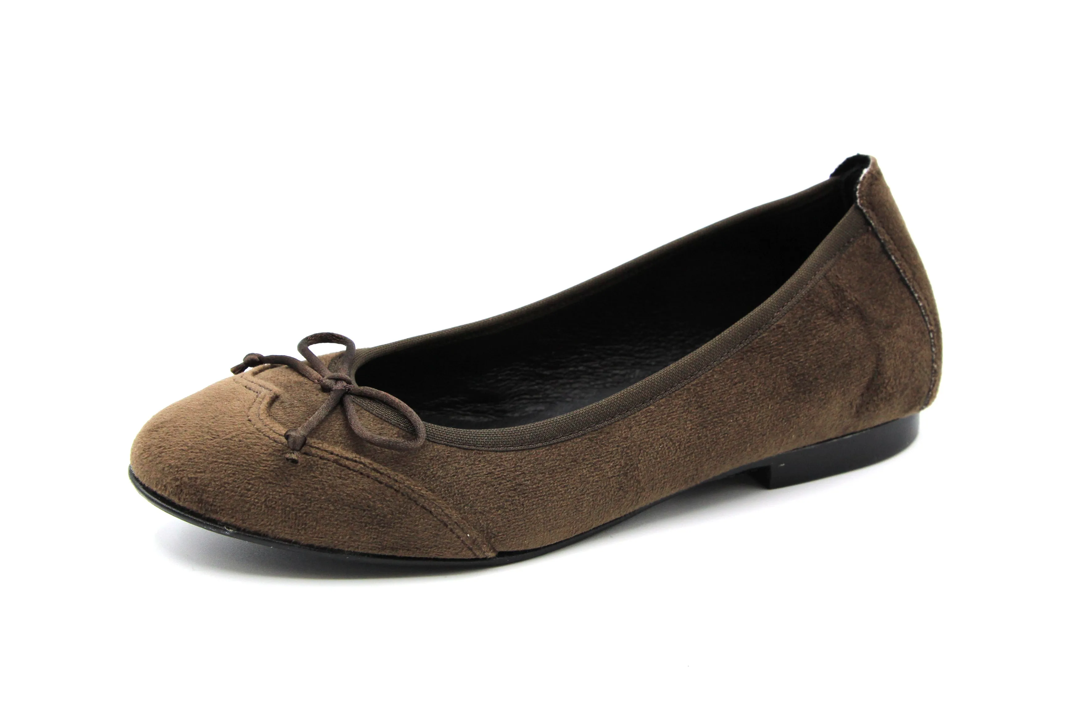 Blublonc  Brown Velvet Wingtip Ballet Flat Luisa