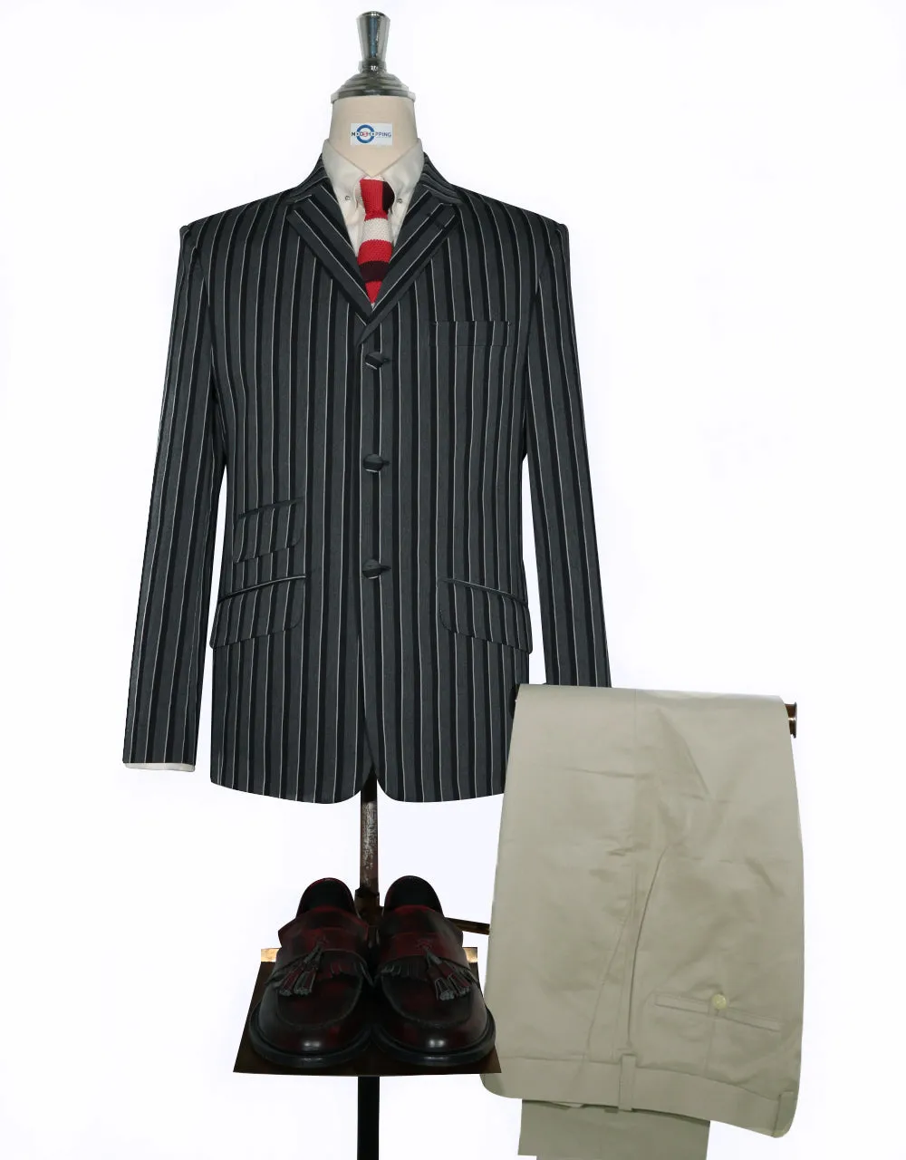 Boating Blazer - Grey and White Striped Blazer