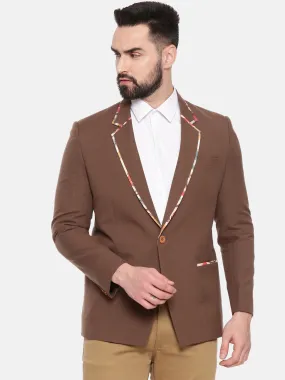 Brown Cotton Single Breasted Blazer - MMJ0151