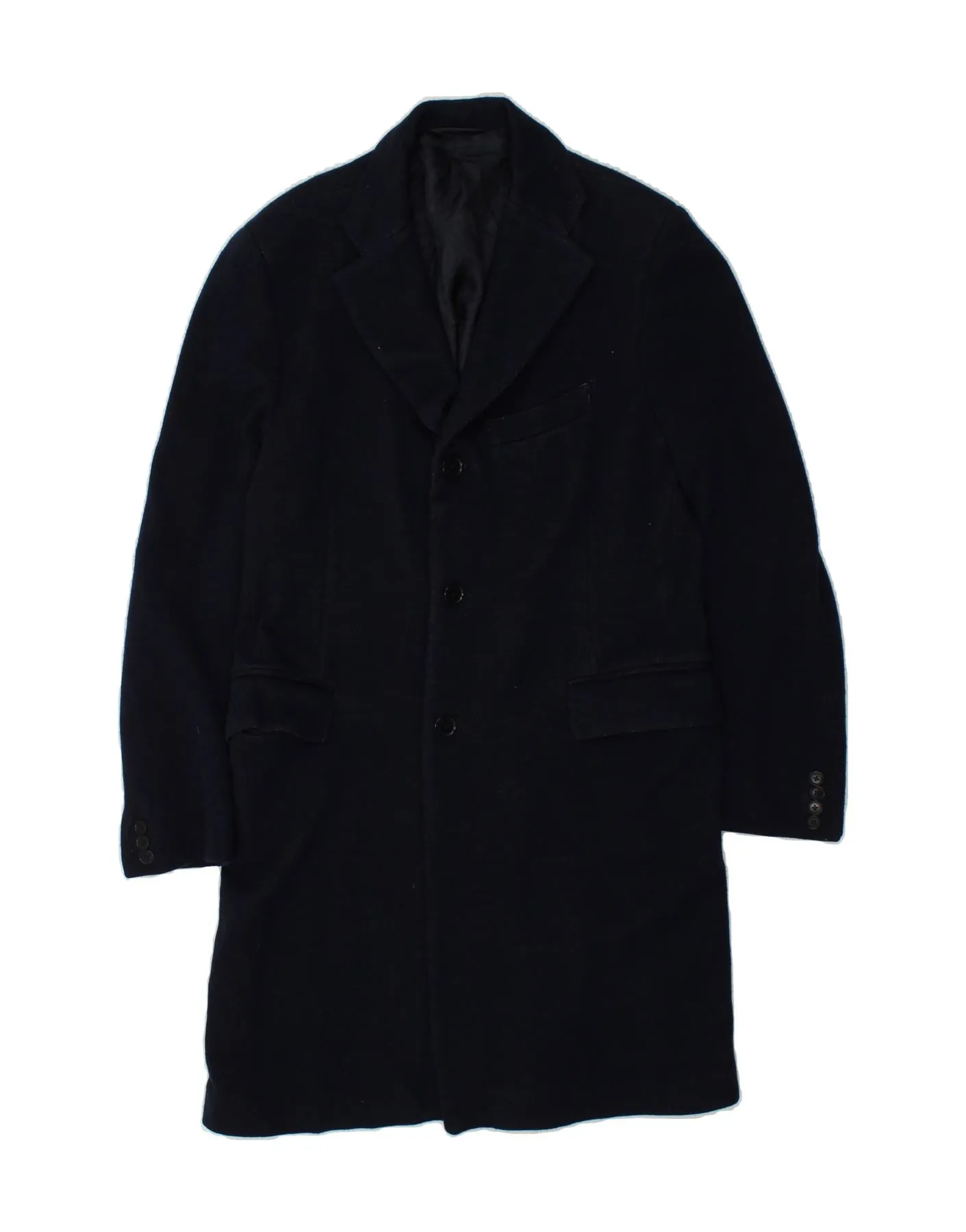 CALVIN KLEIN Mens Overcoat IT 50 Large Navy Blue Cotton