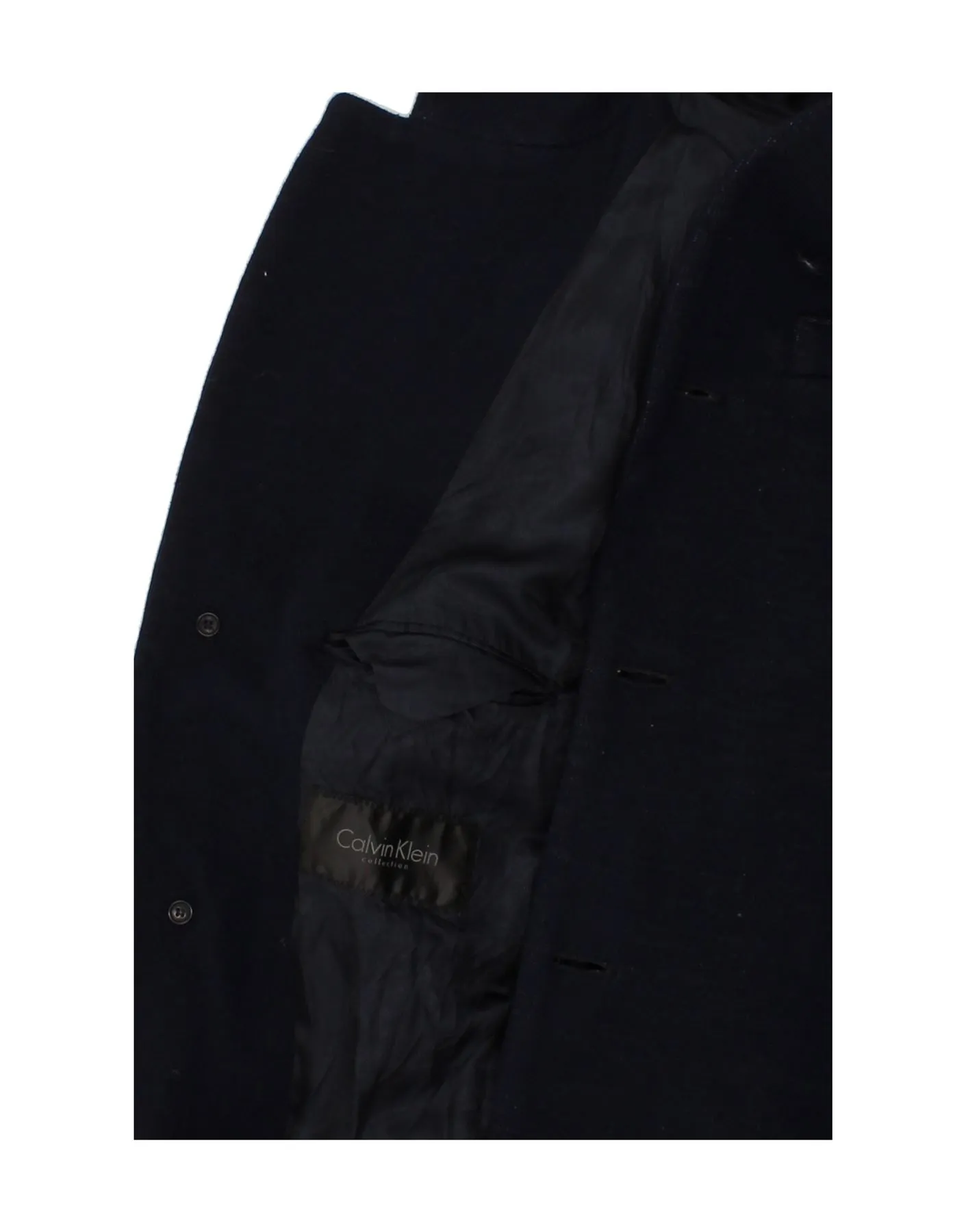 CALVIN KLEIN Mens Overcoat IT 50 Large Navy Blue Cotton