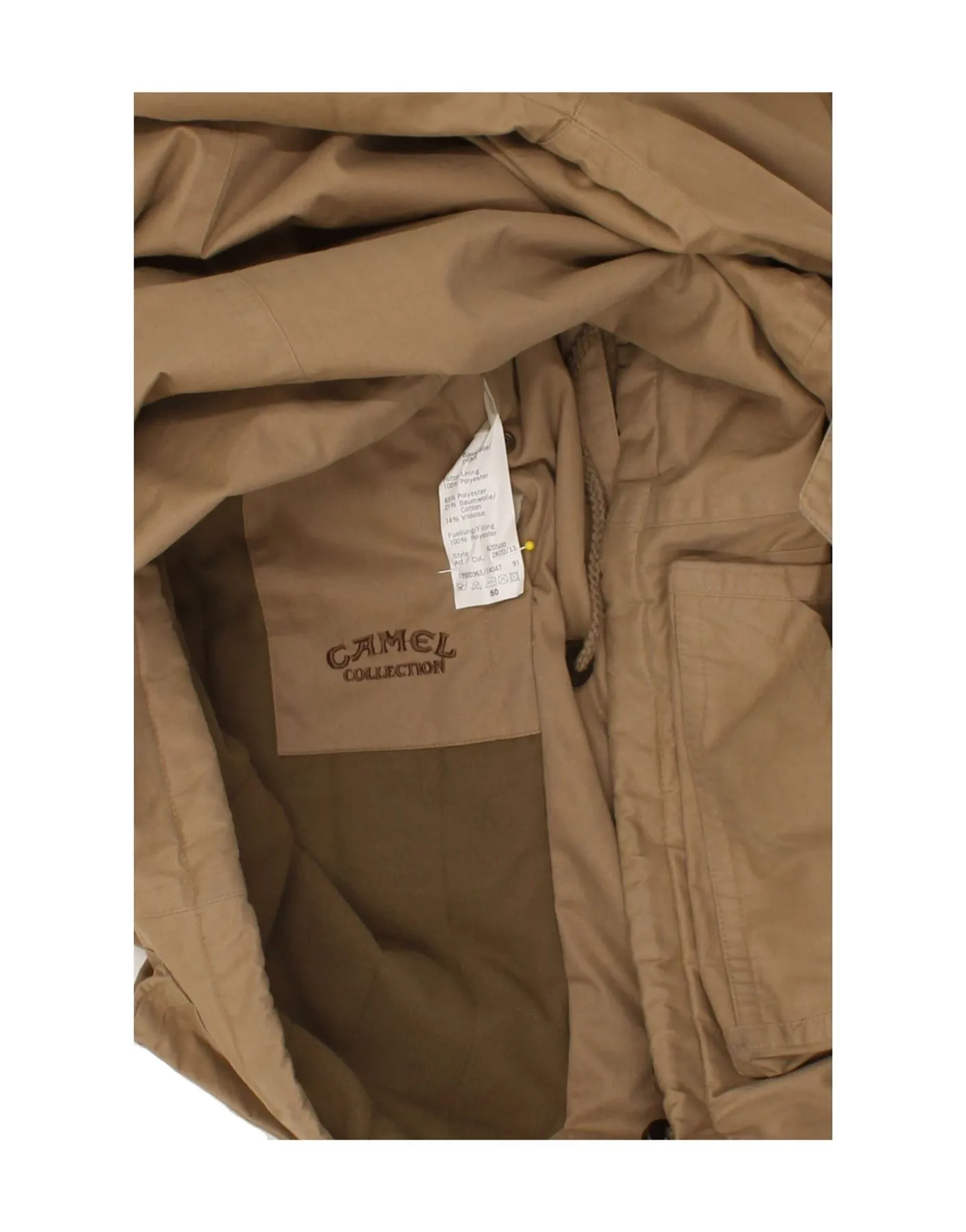 CAMEL Mens Overcoat IT 50 Large Beige Cotton