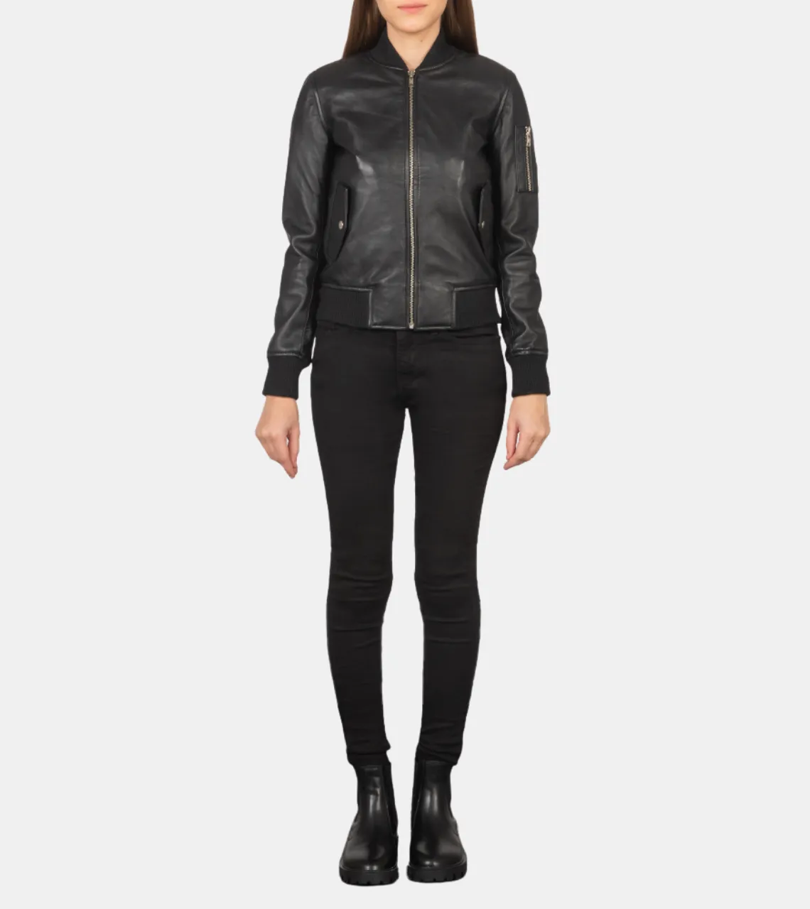 Carver Women's Black Bomber Leather Jacket