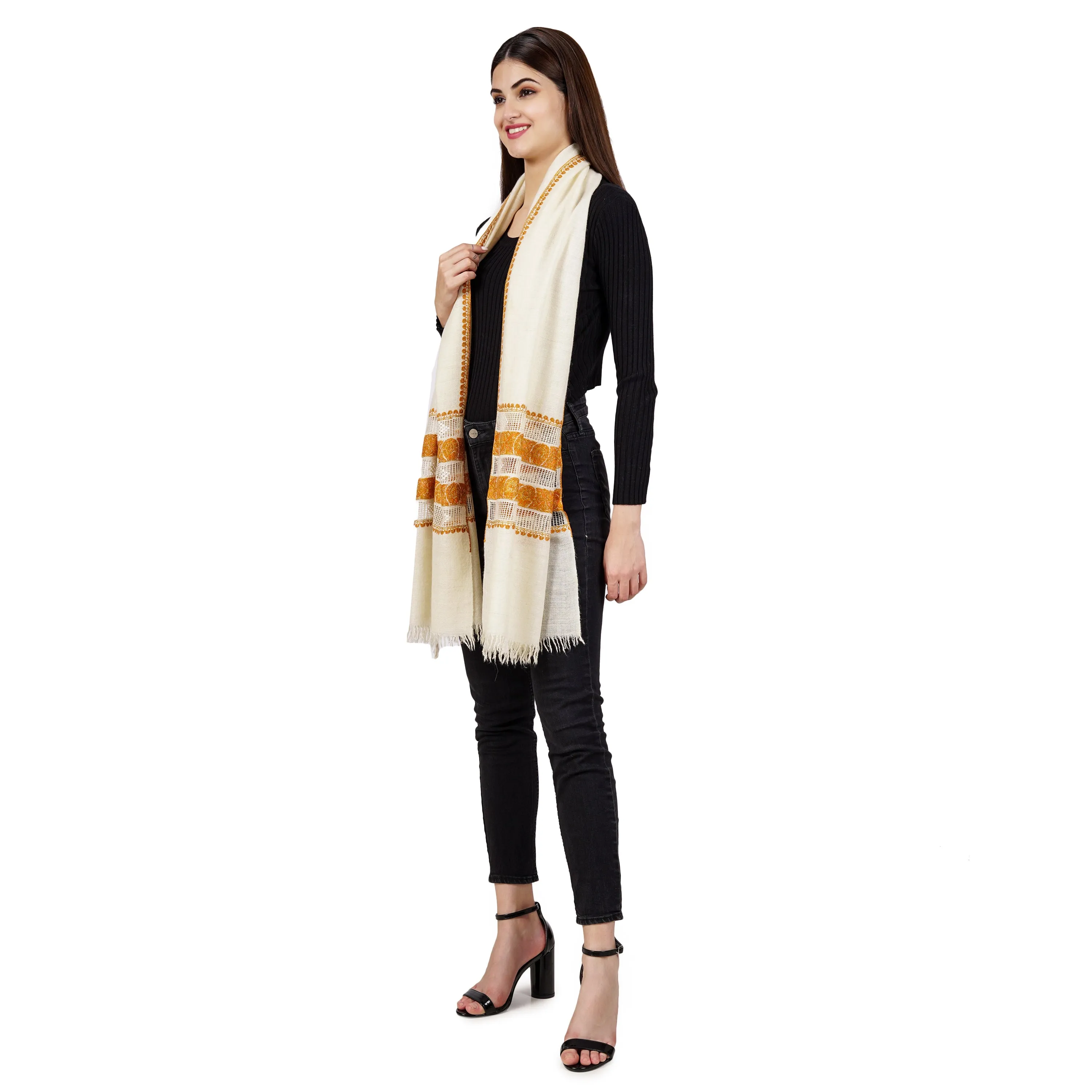 Cashmere Pashmina Embroidered Scarf (Nett Embroidery)