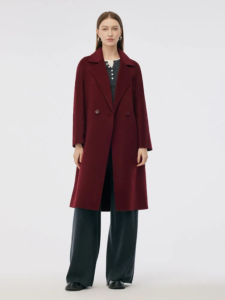 Cashmere Wool Double-Faced Notched Lapel Women Overcoat