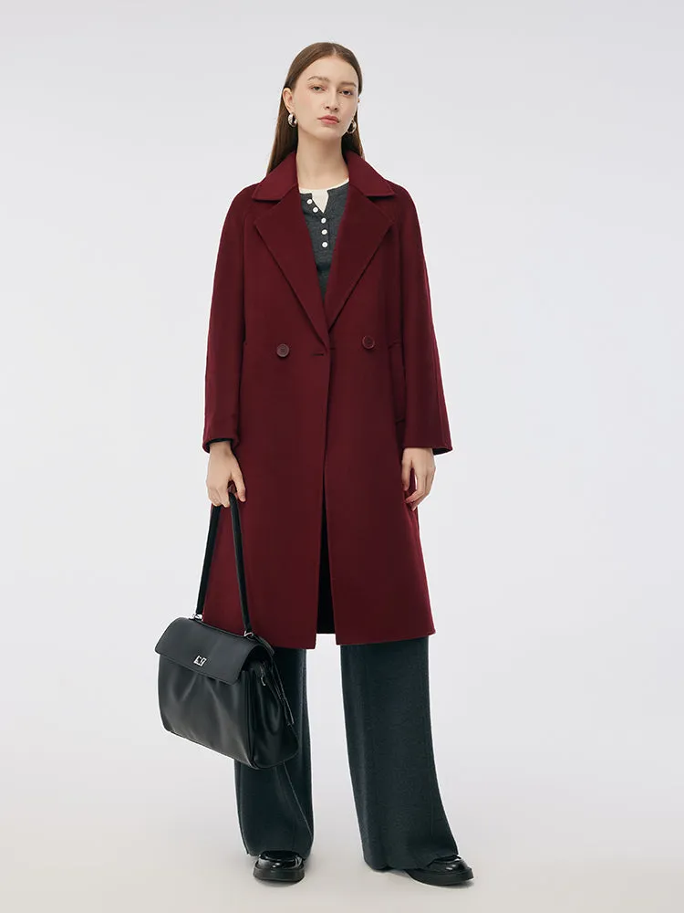 Cashmere Wool Double-Faced Notched Lapel Women Overcoat