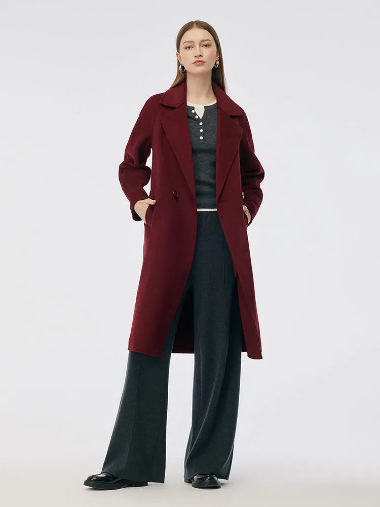 Cashmere Wool Double-Faced Notched Lapel Women Overcoat