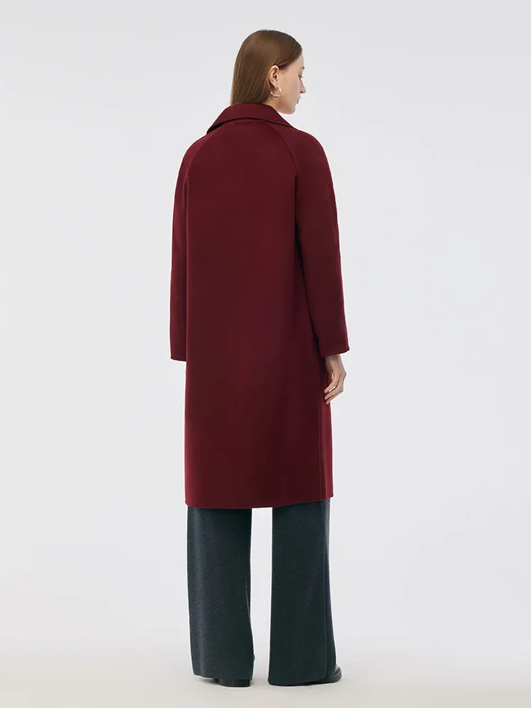 Cashmere Wool Double-Faced Notched Lapel Women Overcoat