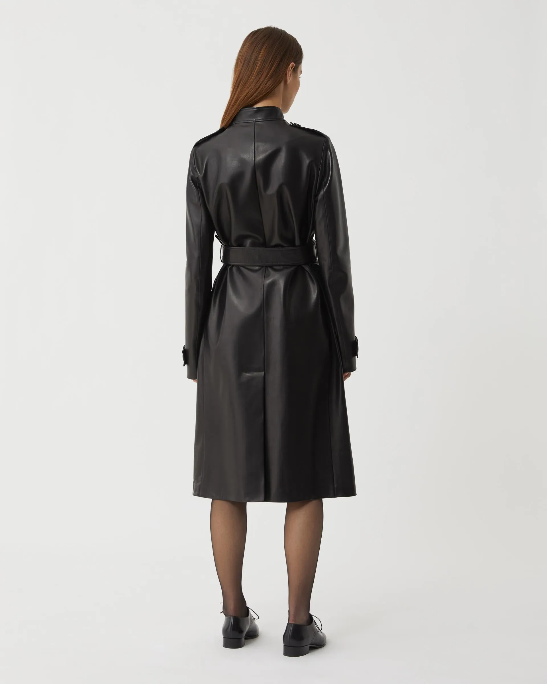 Celine Coat in Nappa Leather, Black