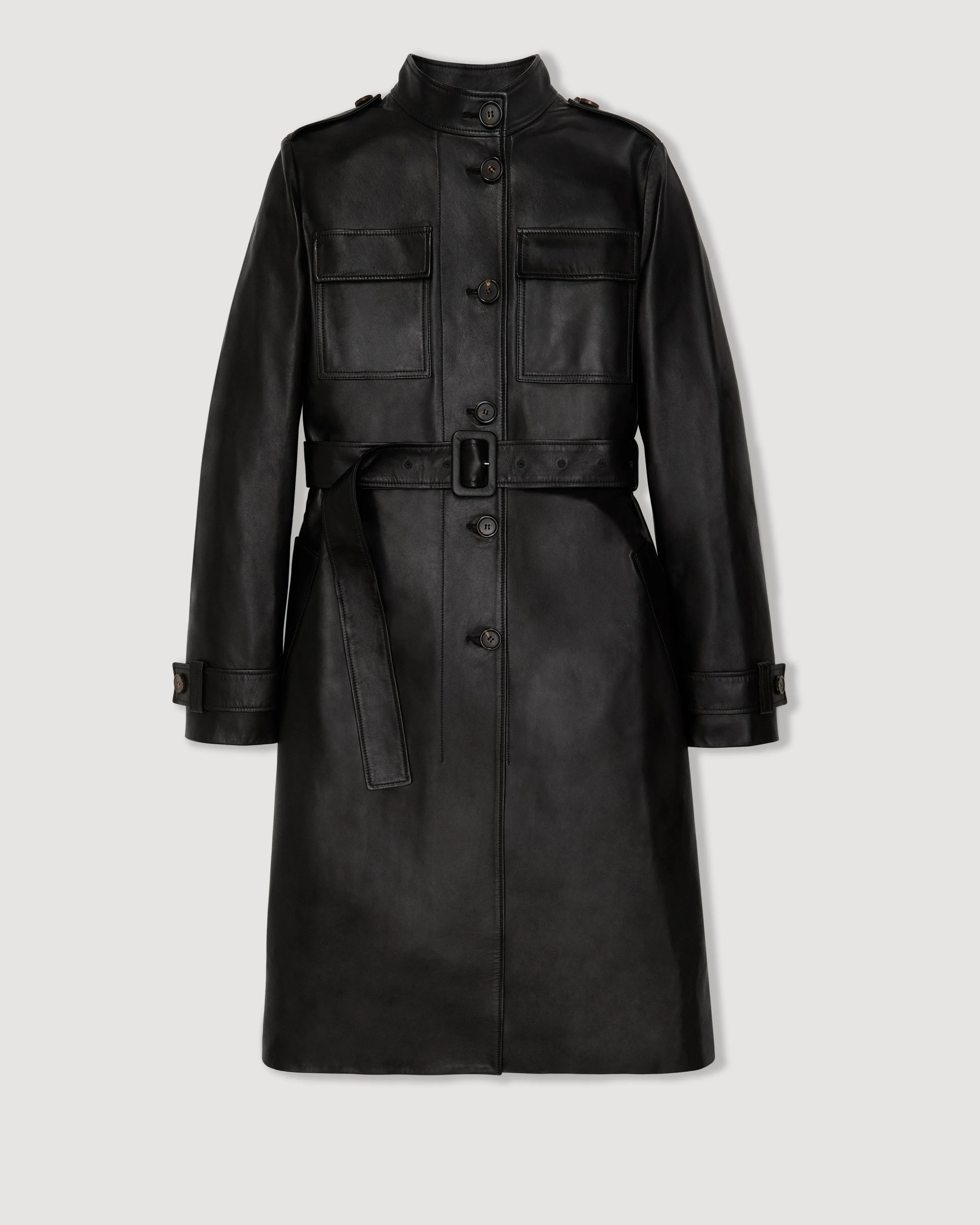 Celine Coat in Nappa Leather, Black