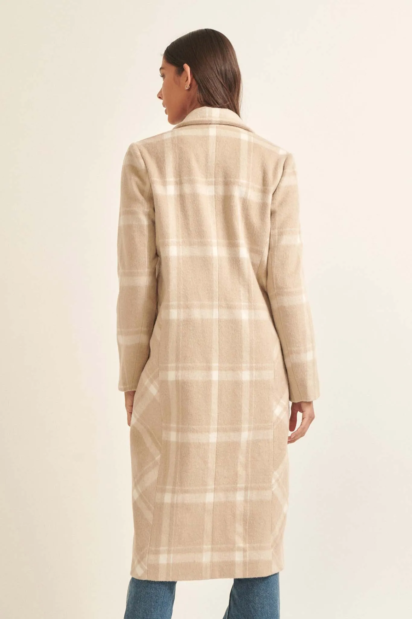 Check Point Button-Front Plaid Overcoat