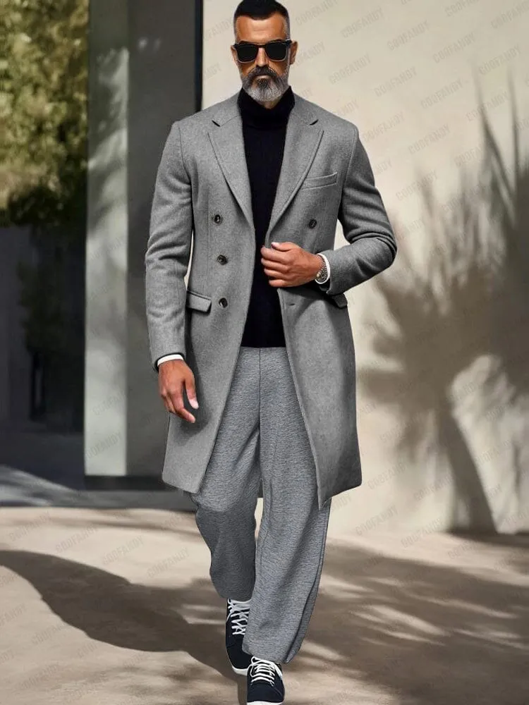 Classic Double-Breasted Tweed Overcoat