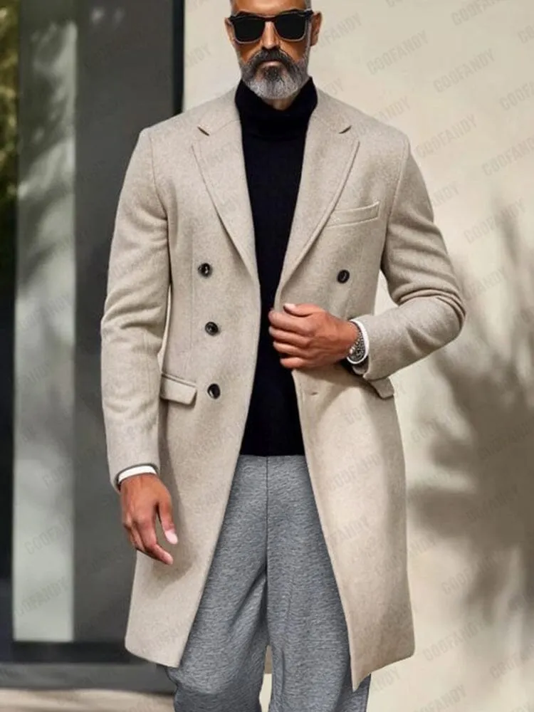 Classic Double-Breasted Tweed Overcoat