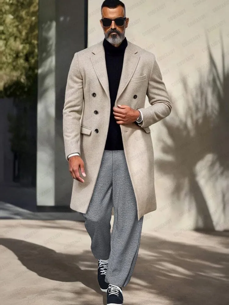 Classic Double-Breasted Tweed Overcoat