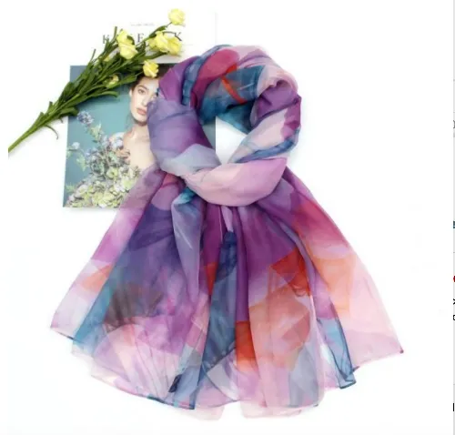 Colorful Silk Feel Scarf