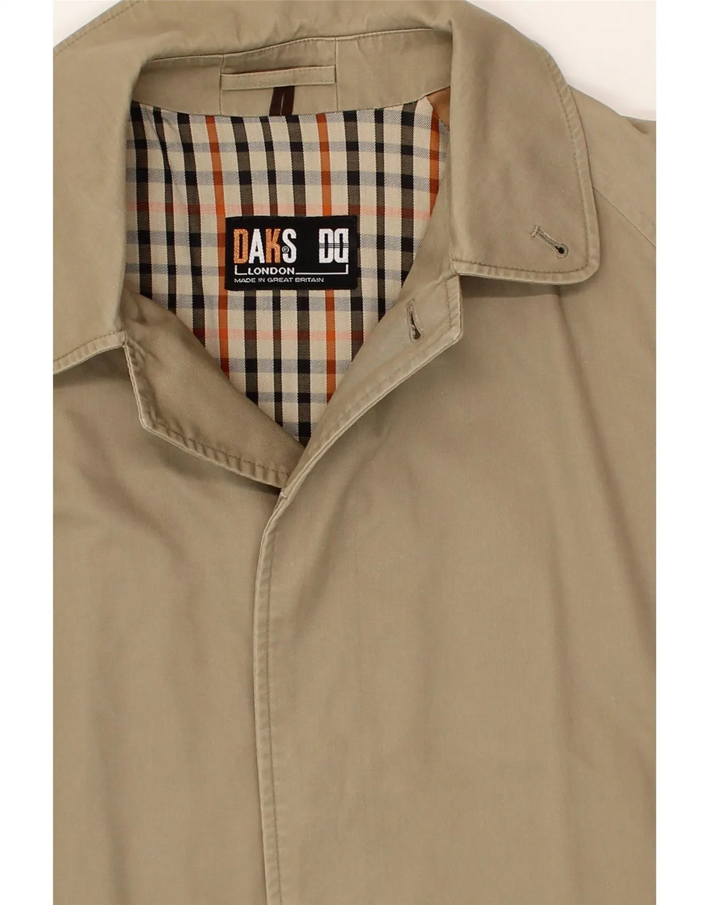 DAKS Mens Oversized Overcoat UK 40 Large Beige Cotton