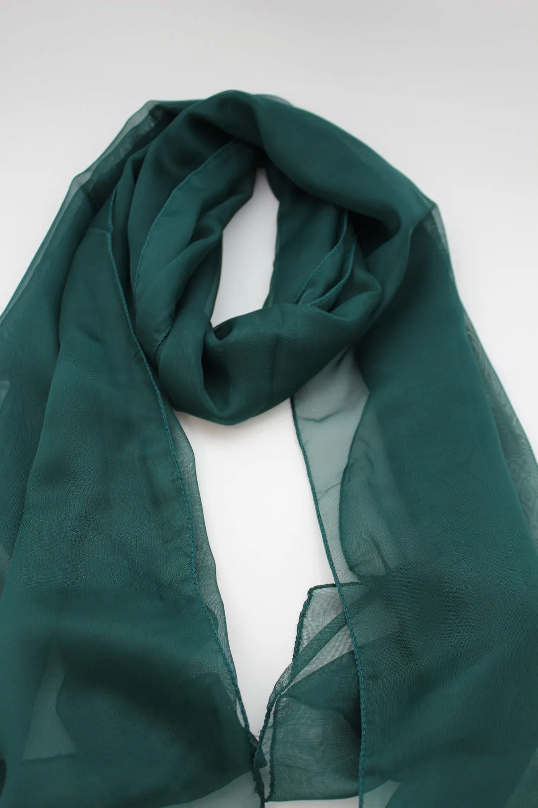 Dark Brown Dark Green Dark Blue Brown Neck Scarf Long Soft Sheer Fabric Classic