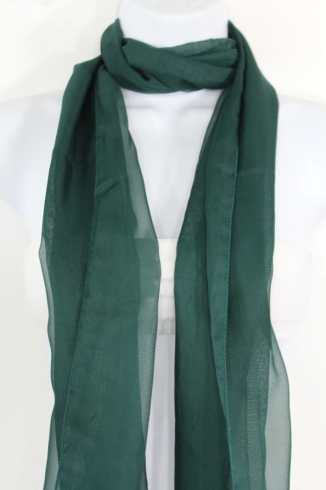 Dark Brown Dark Green Dark Blue Brown Neck Scarf Long Soft Sheer Fabric Classic