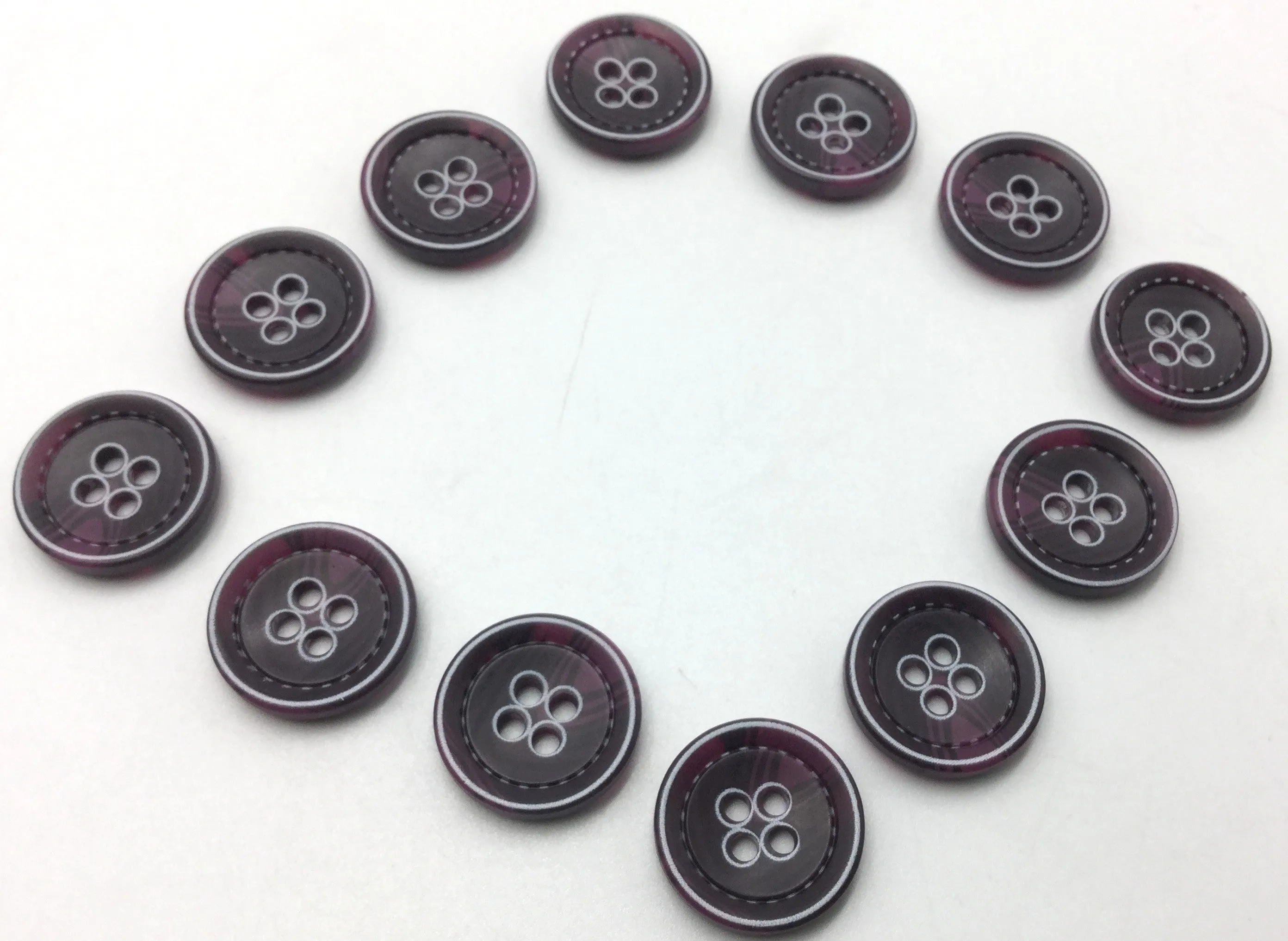 Deep Purple & White Circular Plastic Buttons