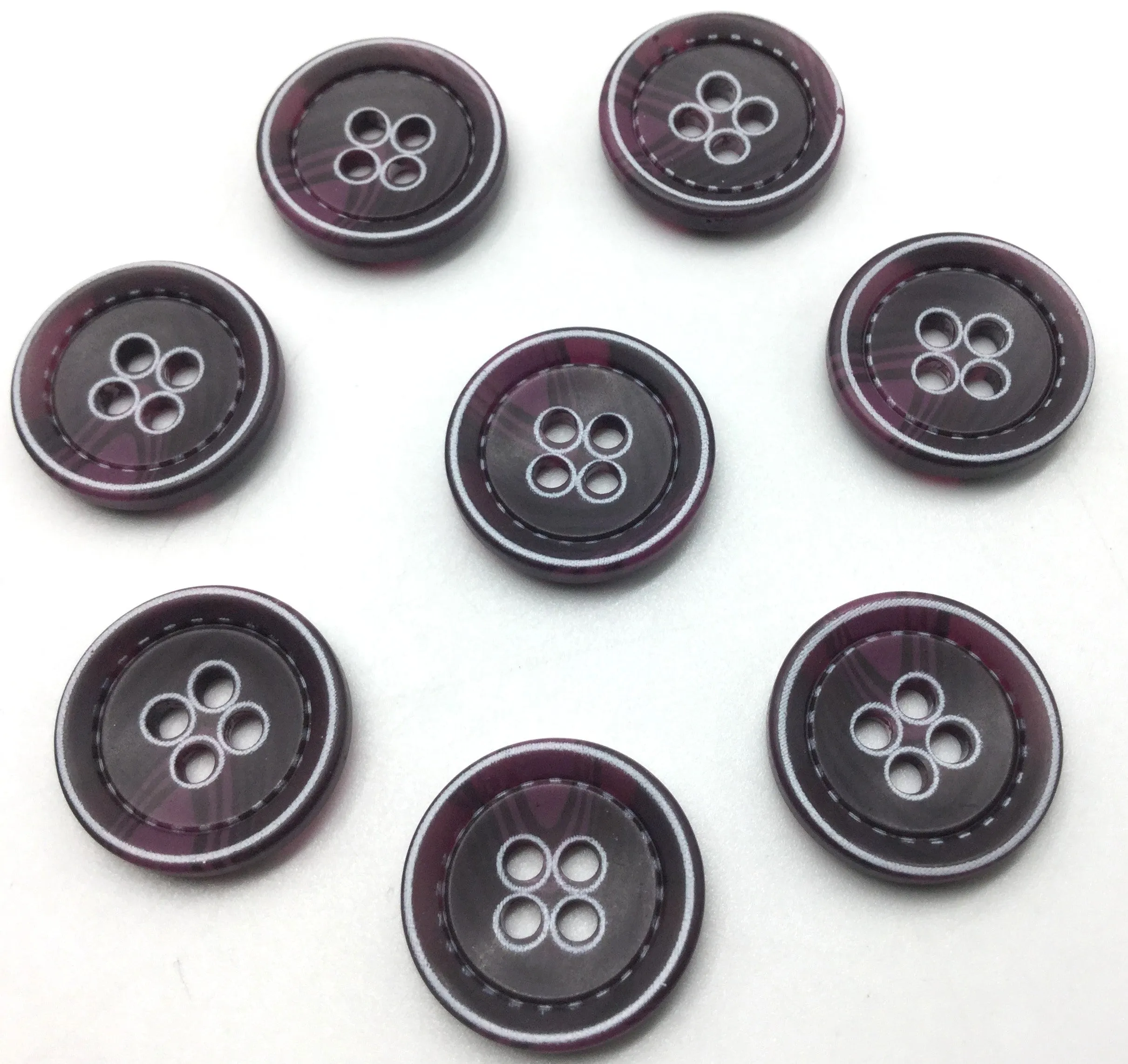 Deep Purple & White Circular Plastic Buttons