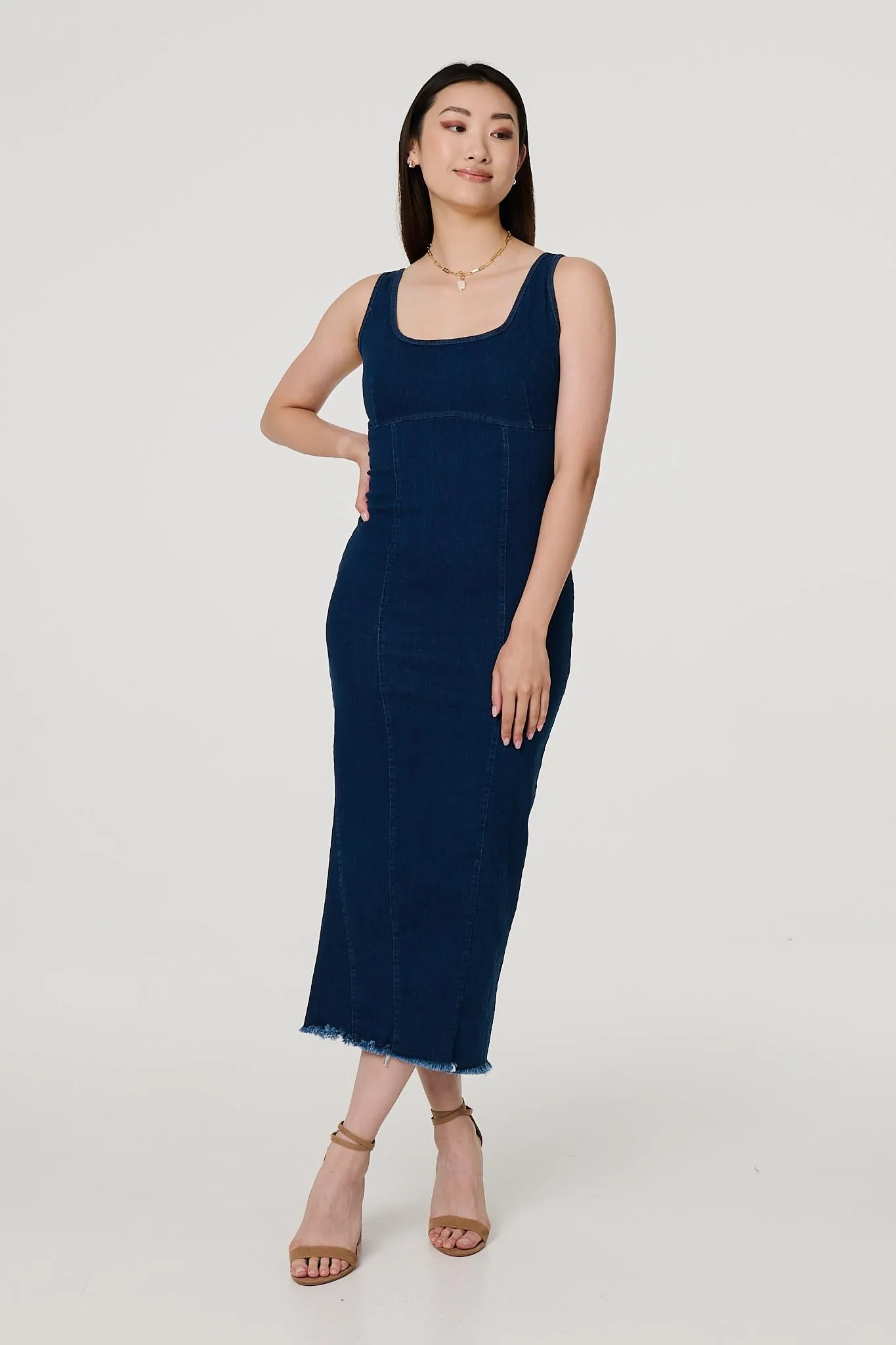 Denim Bodycon Midi Dress