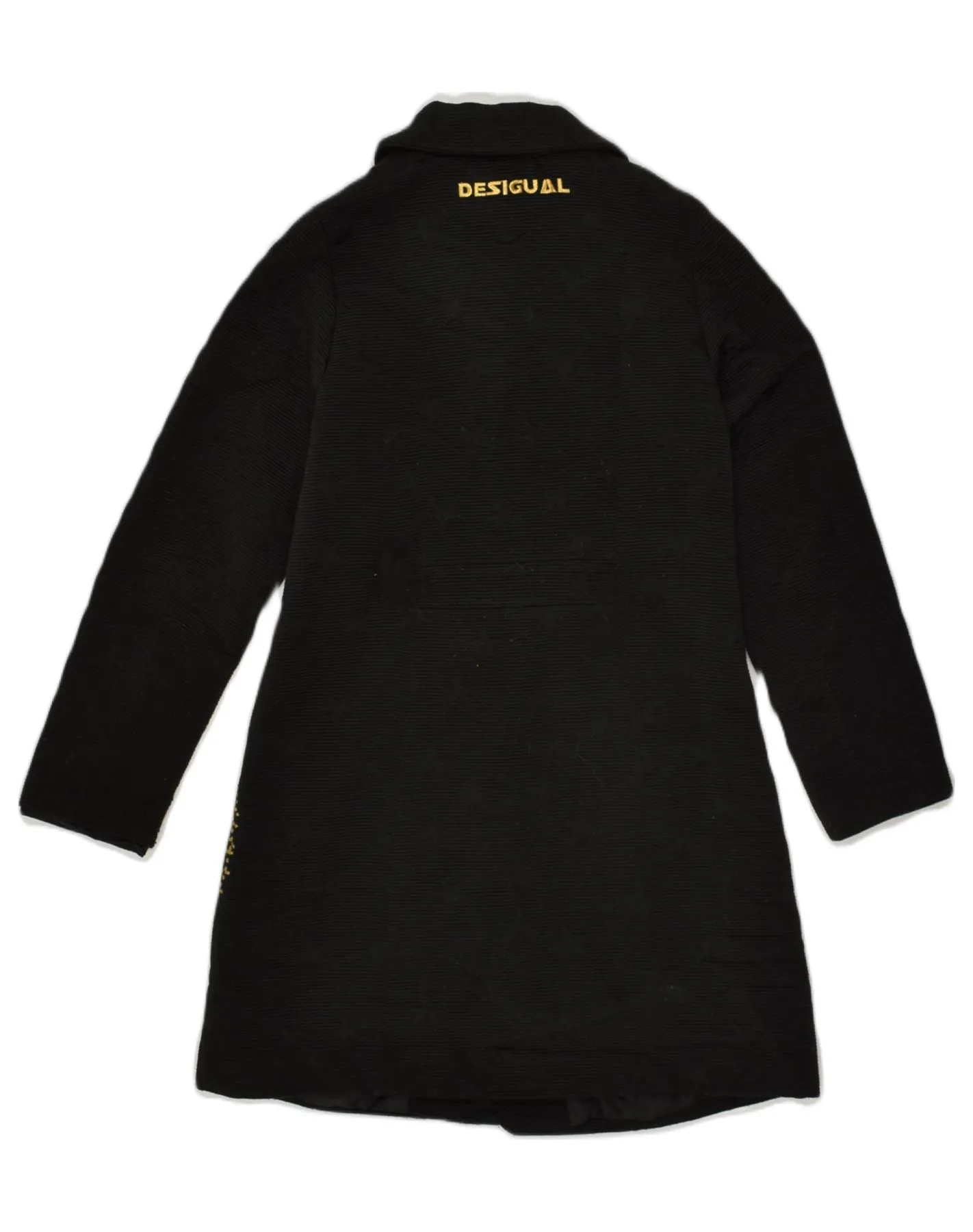 DESIGUAL Girls Overcoat 13-14 Years Black Geometric Cotton