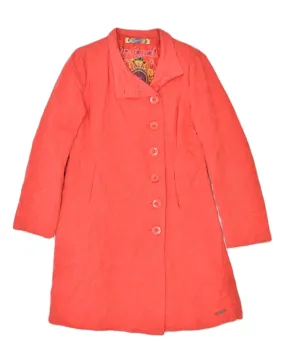 DESIGUAL Womens Overcoat IT 42 Medium Orange Cotton