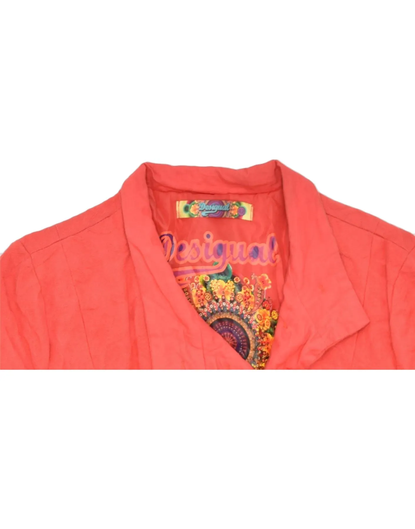 DESIGUAL Womens Overcoat IT 42 Medium Orange Cotton