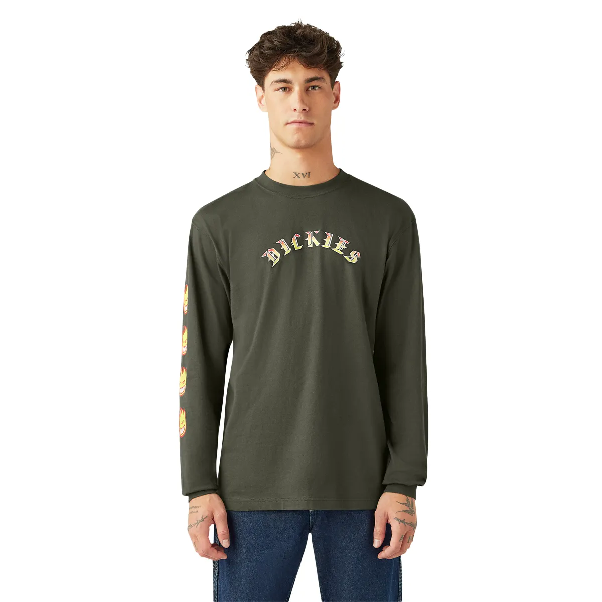 Dickies x Spitfire Long Sleeve T-Shirt - Olive Green